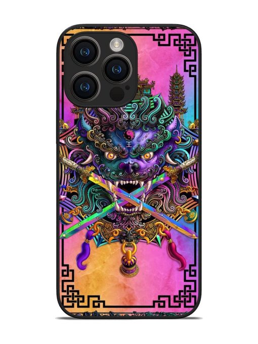 Psychedelic Fu Dog Tapestry Glossy Soft Edge Case for Apple Iphone 14 Pro Max