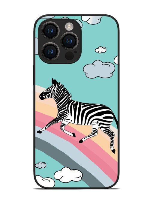 Zebra On A Rainbow Glossy Soft Edge Case for Apple Iphone 14 Pro Max