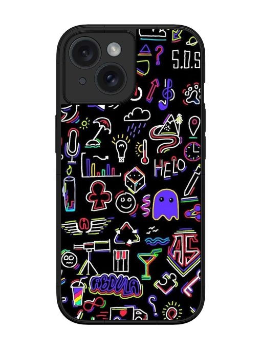 Neon Doodle Glossy Soft Edge Case for Apple Iphone 15 Chachhi