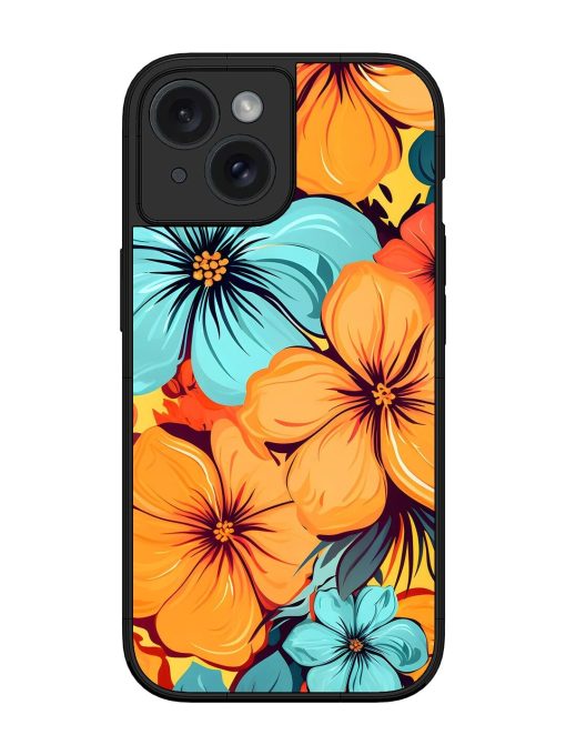 Tropical Bloom Glossy Soft Edge Case for Apple Iphone 15 Chachhi