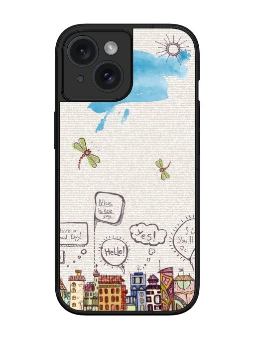 Doodle City Glossy Soft Edge Case for Apple Iphone 15