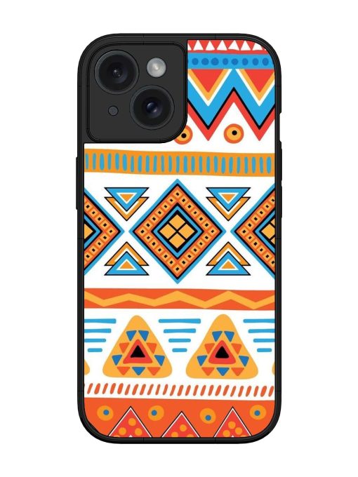 Vibrant Tribal Pattern Glossy Soft Edge Case for Apple Iphone 15 Chachhi