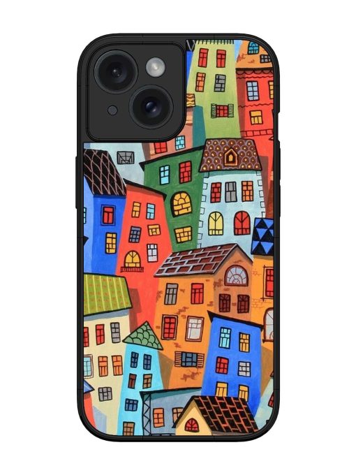 Rainbow House Glossy Soft Edge Case for Apple Iphone 15 Chachhi