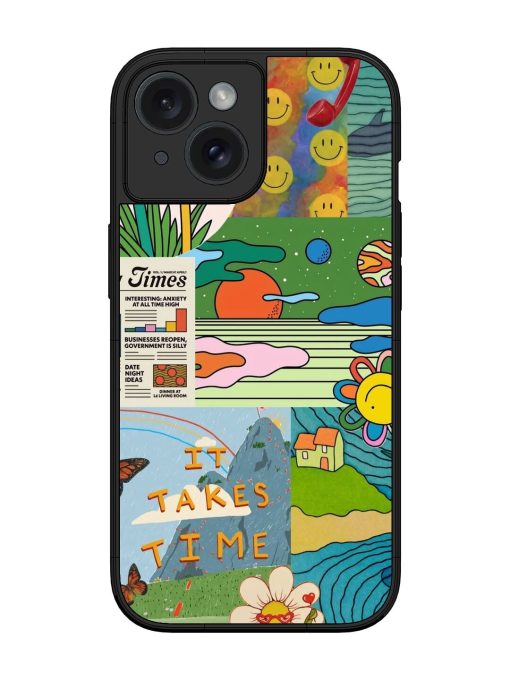 Groovy Vibes Glossy Soft Edge Case for Apple Iphone 15 Chachhi