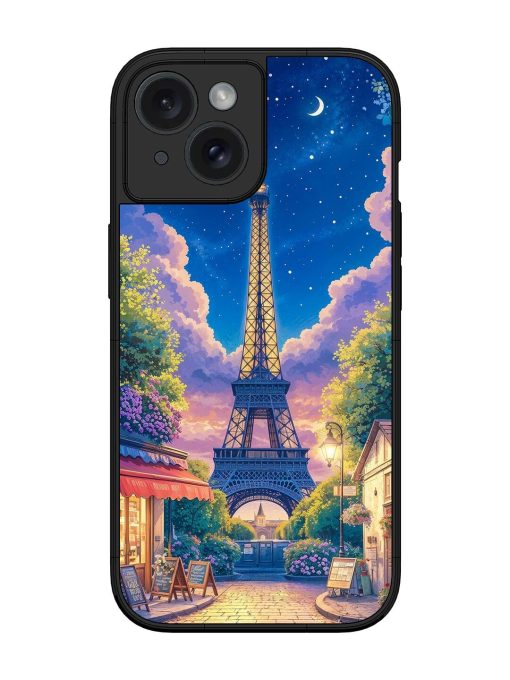 Twilight In Paris Glossy Soft Edge Case for Apple Iphone 15