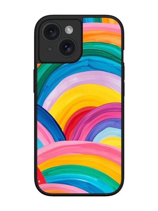 Rainbow Symphony Glossy Soft Edge Case for Apple Iphone 15 Chachhi