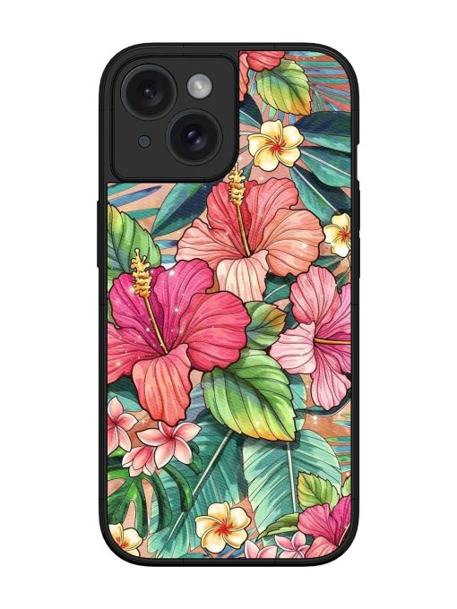 Tropical Tapestry Glossy Soft Edge Case for Apple Iphone 15 Chachhi