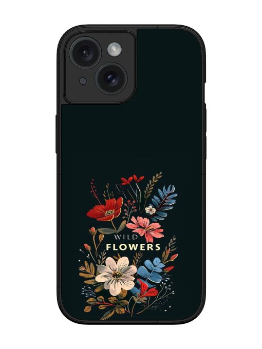 Dark Floral Glossy Soft Edge Case for Apple Iphone 15 Chachhi