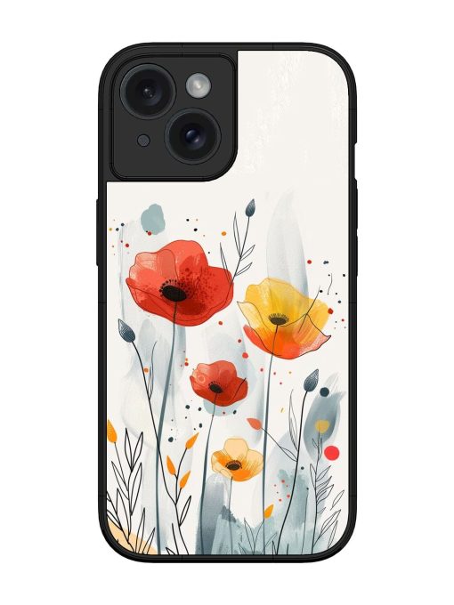 Poppy Fields Glossy Soft Edge Case for Apple Iphone 15 Chachhi