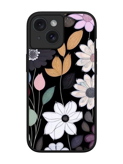 Whimsical Blooms On Black Glossy Soft Edge Case for Apple Iphone 15 Chachhi