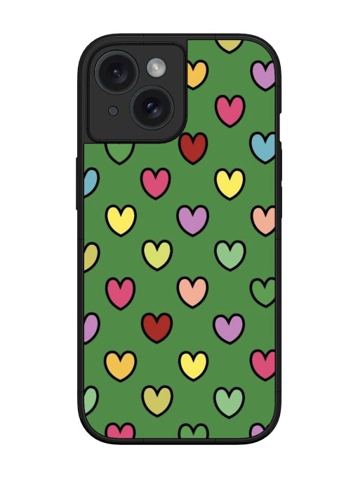 Rainbow Heart Parade Glossy Soft Edge Case for Apple Iphone 15 Chachhi