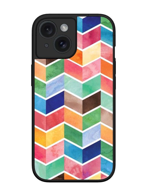 Watercolor Chevron Whimsy Glossy Soft Edge Case for Apple Iphone 15