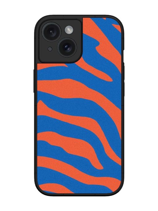 Zebra Stripes In Blue And Orange Glossy Soft Edge Case for Apple Iphone 15 Chachhi