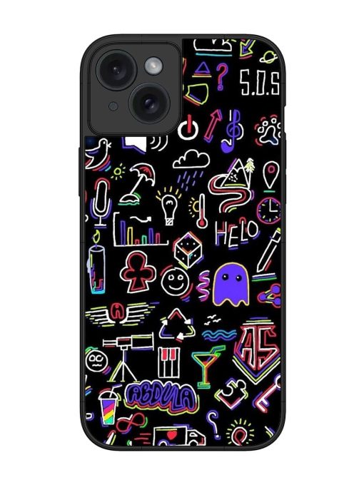 Neon Doodle Glossy Soft Edge Case for Apple Iphone 15 Plus Chachhi