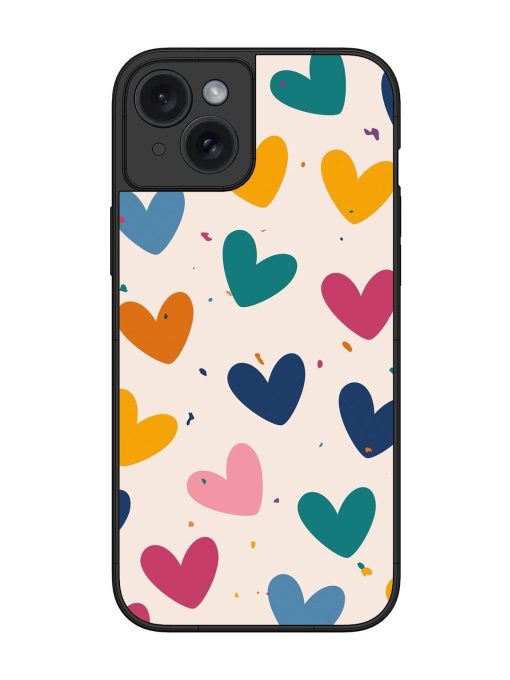 Rainbow Hearts Glossy Soft Edge Case for Apple Iphone 15 Plus Chachhi