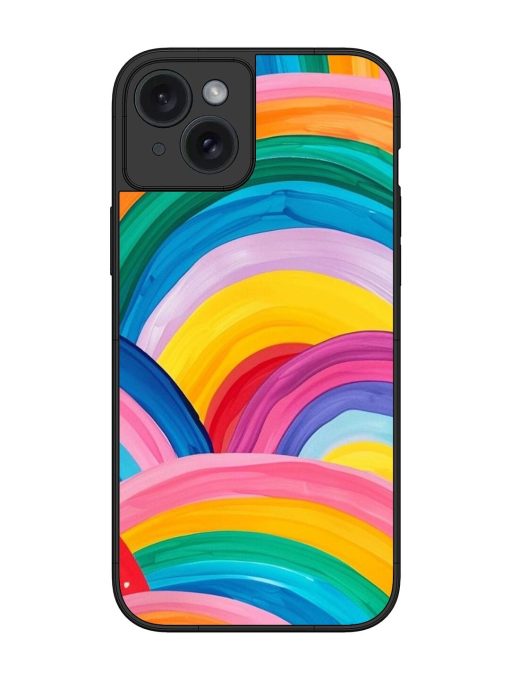 Rainbow Symphony Glossy Soft Edge Case for Apple Iphone 15 Plus Chachhi