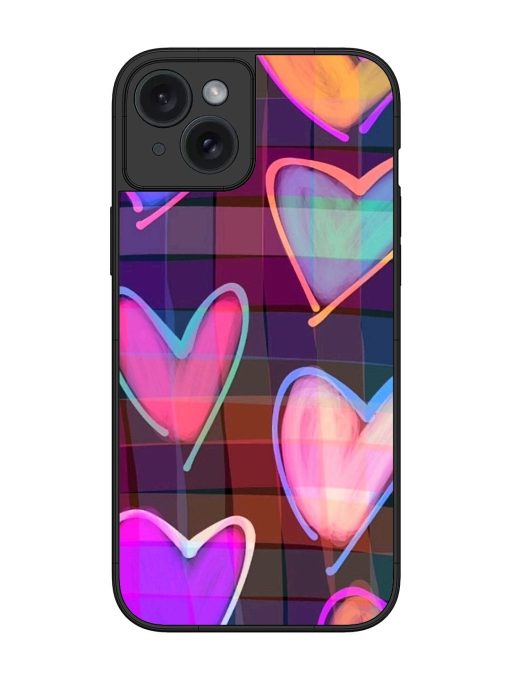 Neon Hearts Glossy Soft Edge Case for Apple Iphone 15 Plus Chachhi