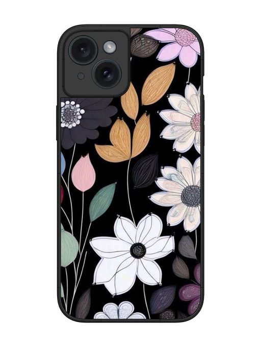 Whimsical Blooms On Black Glossy Soft Edge Case for Apple Iphone 15 Plus Chachhi