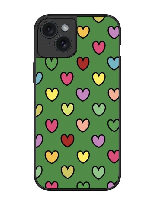 Rainbow Heart Parade Glossy Soft Edge Case for Apple Iphone 15 Plus Chachhi