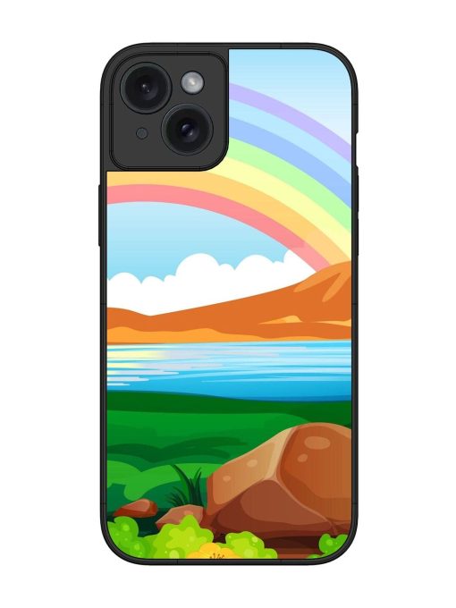 Rainbow Over The Lake Glossy Soft Edge Case for Apple Iphone 15 Plus Chachhi