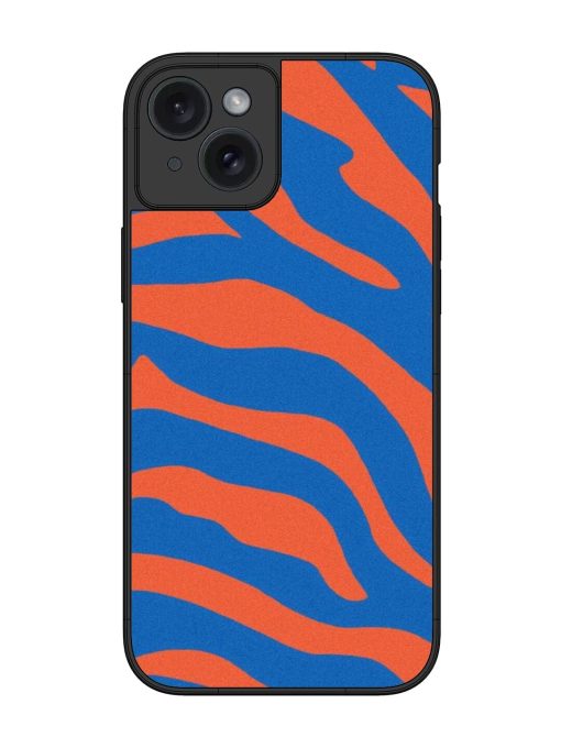 Zebra Stripes In Blue And Orange Glossy Soft Edge Case for Apple Iphone 15 Plus Chachhi