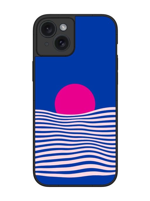 Pink Sunset Over Blue Waves Glossy Soft Edge Case for Apple Iphone 15 Plus Chachhi