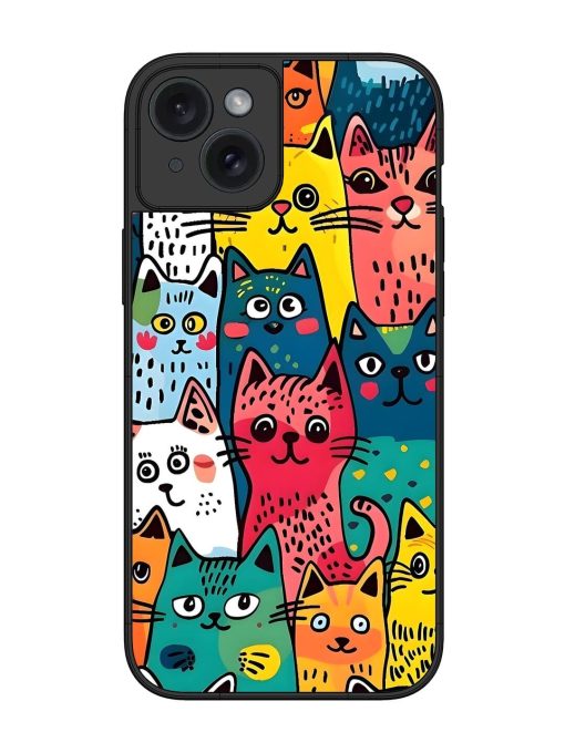 Feline Frenzy Glossy Soft Edge Case for Apple Iphone 15 Plus Chachhi