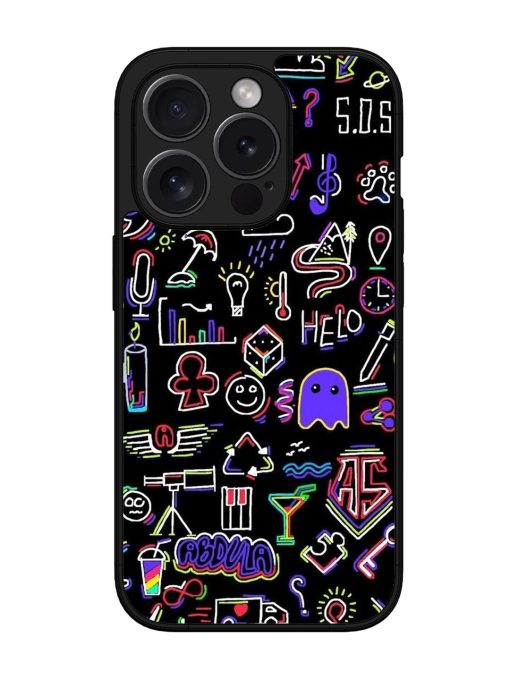 Neon Doodle Glossy Soft Edge Case for Apple Iphone 15 Pro Chachhi