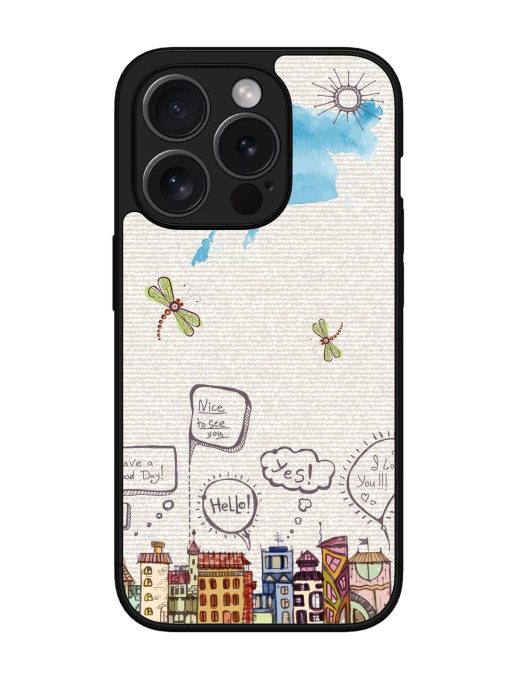 Doodle City Glossy Soft Edge Case for Apple Iphone 15 Pro Chachhi