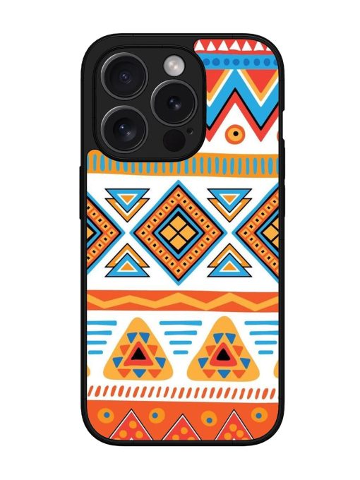 Vibrant Tribal Pattern Glossy Soft Edge Case for Apple Iphone 15 Pro Chachhi