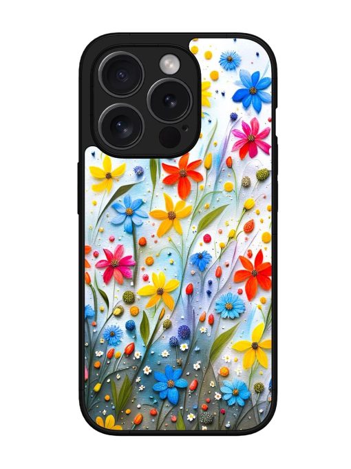 Vibrant Floral Glossy Soft Edge Case for Apple Iphone 15 Pro