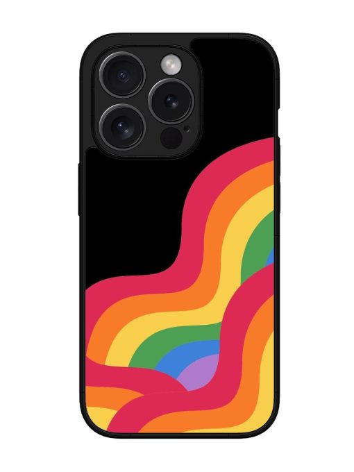 Wavy Rainbow Glossy Soft Edge Case for Apple Iphone 15 Pro