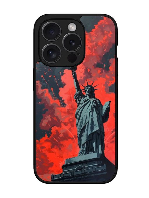 Lady Liberty'S Firework Finale Glossy Soft Edge Case for Apple Iphone 15 Pro Chachhi