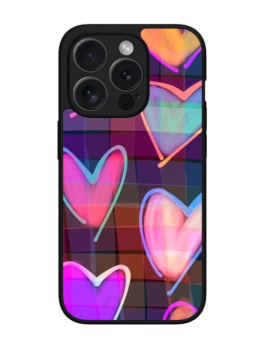 Neon Hearts Glossy Soft Edge Case for Apple Iphone 15 Pro Chachhi