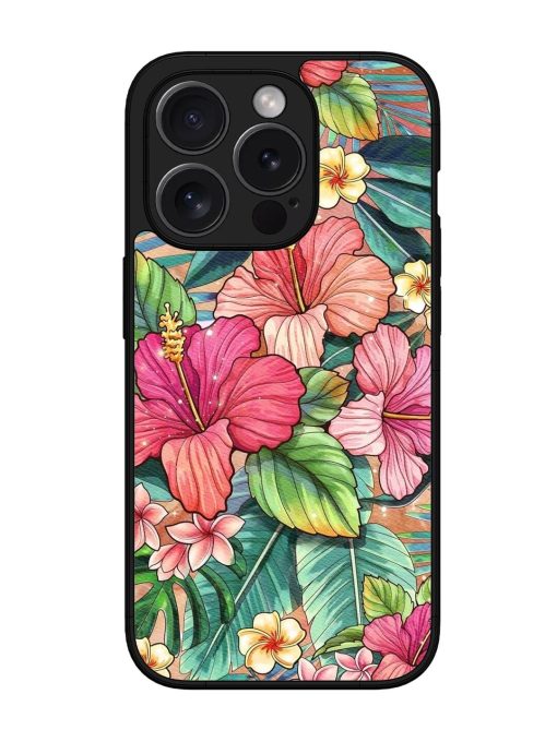 Tropical Tapestry Glossy Soft Edge Case for Apple Iphone 15 Pro