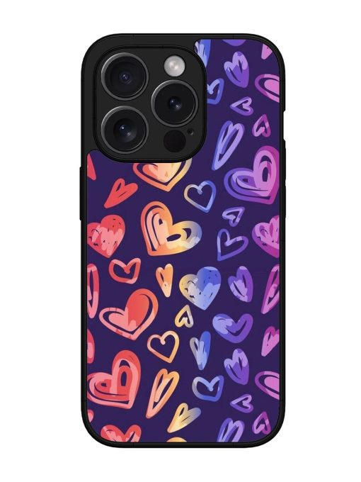 Rainbow Hearts Glossy Soft Edge Case for Apple Iphone 15 Pro Chachhi