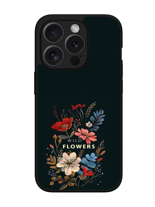 Dark Floral Glossy Soft Edge Case for Apple Iphone 15 Pro Chachhi