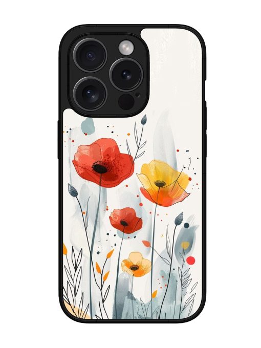 Poppy Fields Glossy Soft Edge Case for Apple Iphone 15 Pro Chachhi