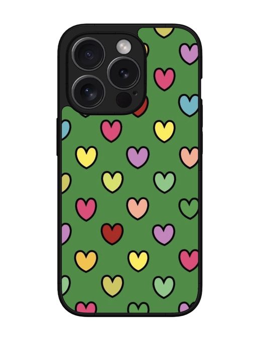 Rainbow Heart Parade Glossy Soft Edge Case for Apple Iphone 15 Pro Chachhi