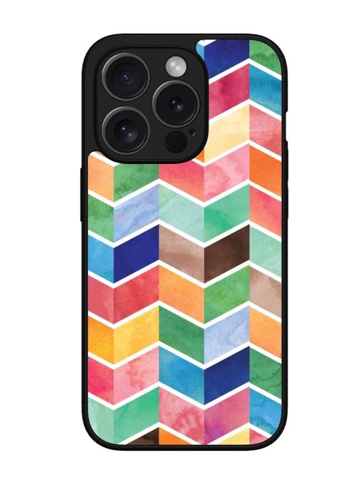 Watercolor Chevron Whimsy Glossy Soft Edge Case for Apple Iphone 15 Pro Chachhi