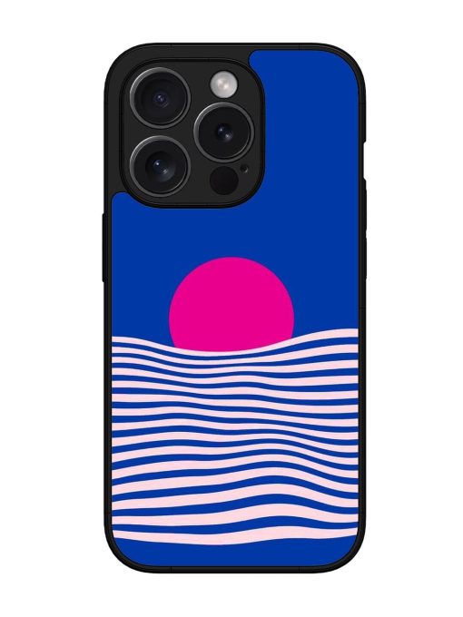 Pink Sunset Over Blue Waves Glossy Soft Edge Case for Apple Iphone 15 Pro Chachhi