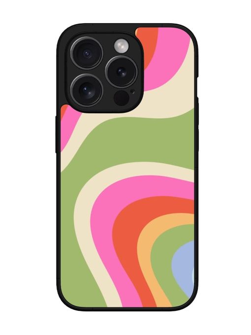 Wavy Rainbow Wonderland Glossy Soft Edge Case for Apple Iphone 15 Pro