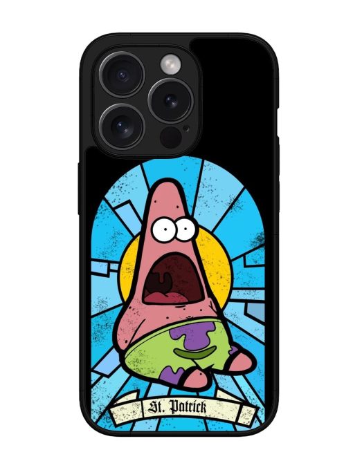 St. Patrick'S Day Stained Glass Patrick Star Glossy Soft Edge Case for Apple Iphone 15 Pro Chachhi