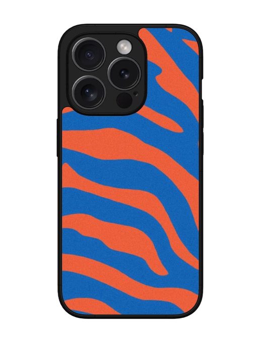 Zebra Stripes In Blue And Orange Glossy Soft Edge Case for Apple Iphone 15 Pro Max Chachhi