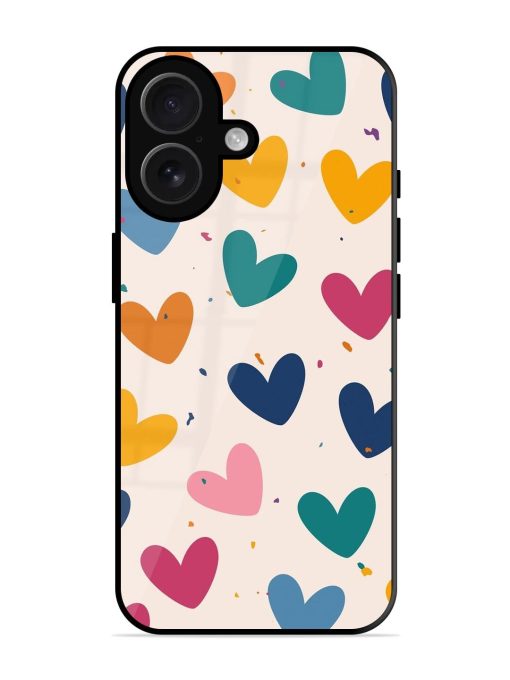 Rainbow Hearts Glossy Soft Edge Case for Apple Iphone 16 Chachhi