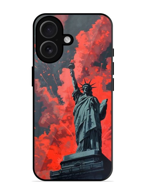 Lady Liberty'S Firework Finale Glossy Soft Edge Case for Apple Iphone 16 Chachhi