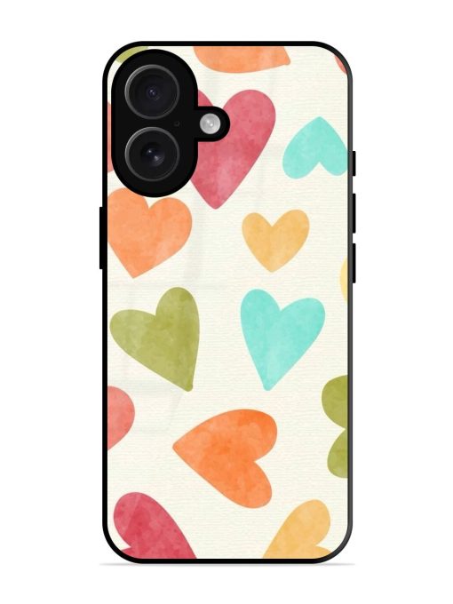 Watercolor Hearts Glossy Soft Edge Case for Apple Iphone 16 Chachhi