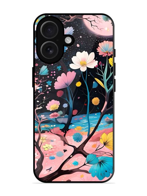 Cosmic Bloom Glossy Soft Edge Case for Apple Iphone 16 Chachhi