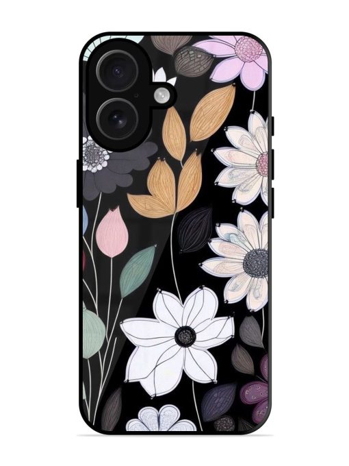 Whimsical Blooms On Black Glossy Soft Edge Case for Apple Iphone 16 Chachhi