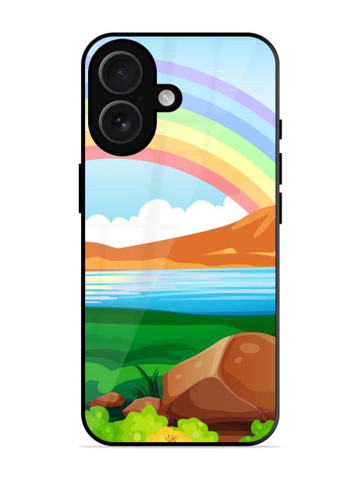 Rainbow Over The Lake Glossy Soft Edge Case for Apple Iphone 16